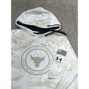 Under Armour Project Rock Hoodie Mens Small Freedom Sweatshirt 1367097 USA Camo